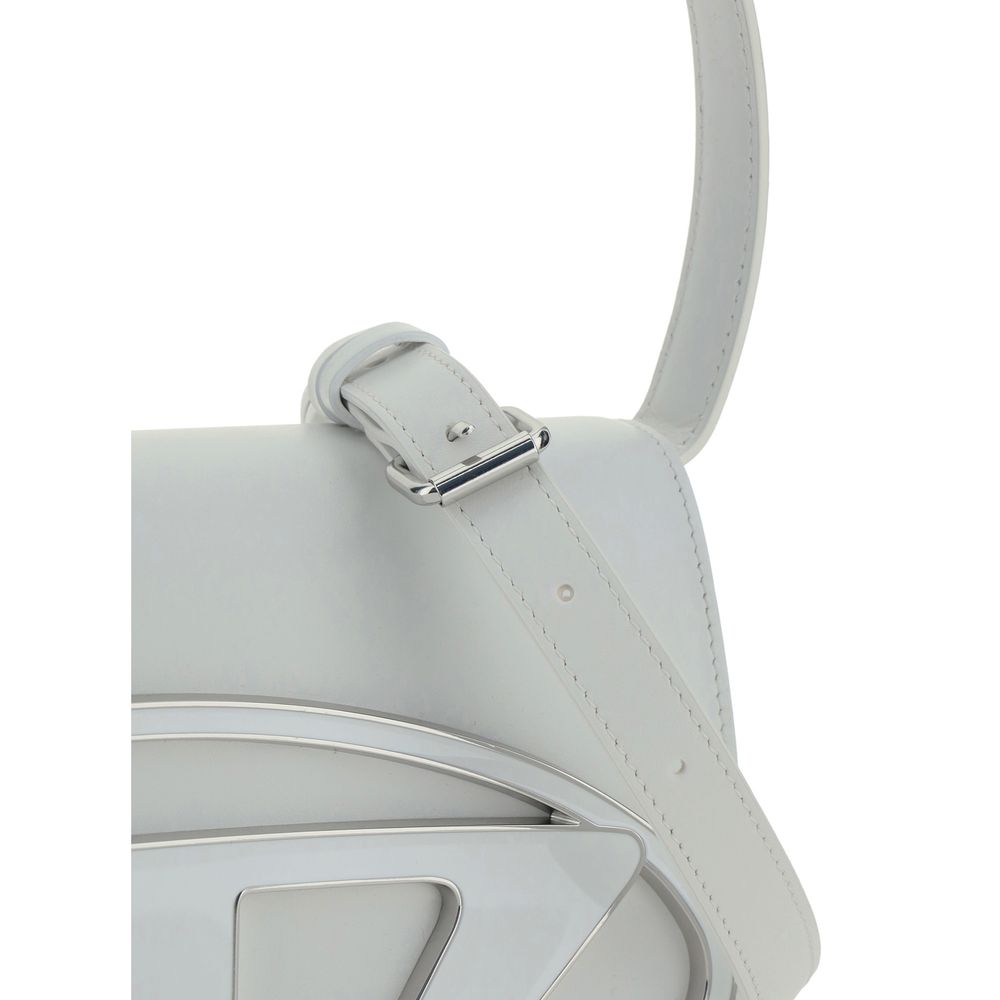Diesel 1DR shoulder bag, white leather, side view
