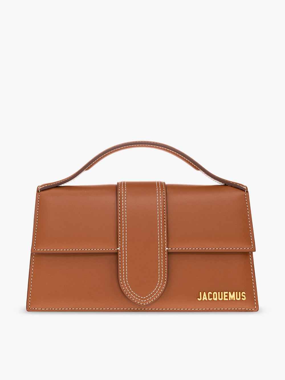 Jacquemus Le Grand Bambino crossbody brown leather handbag front view