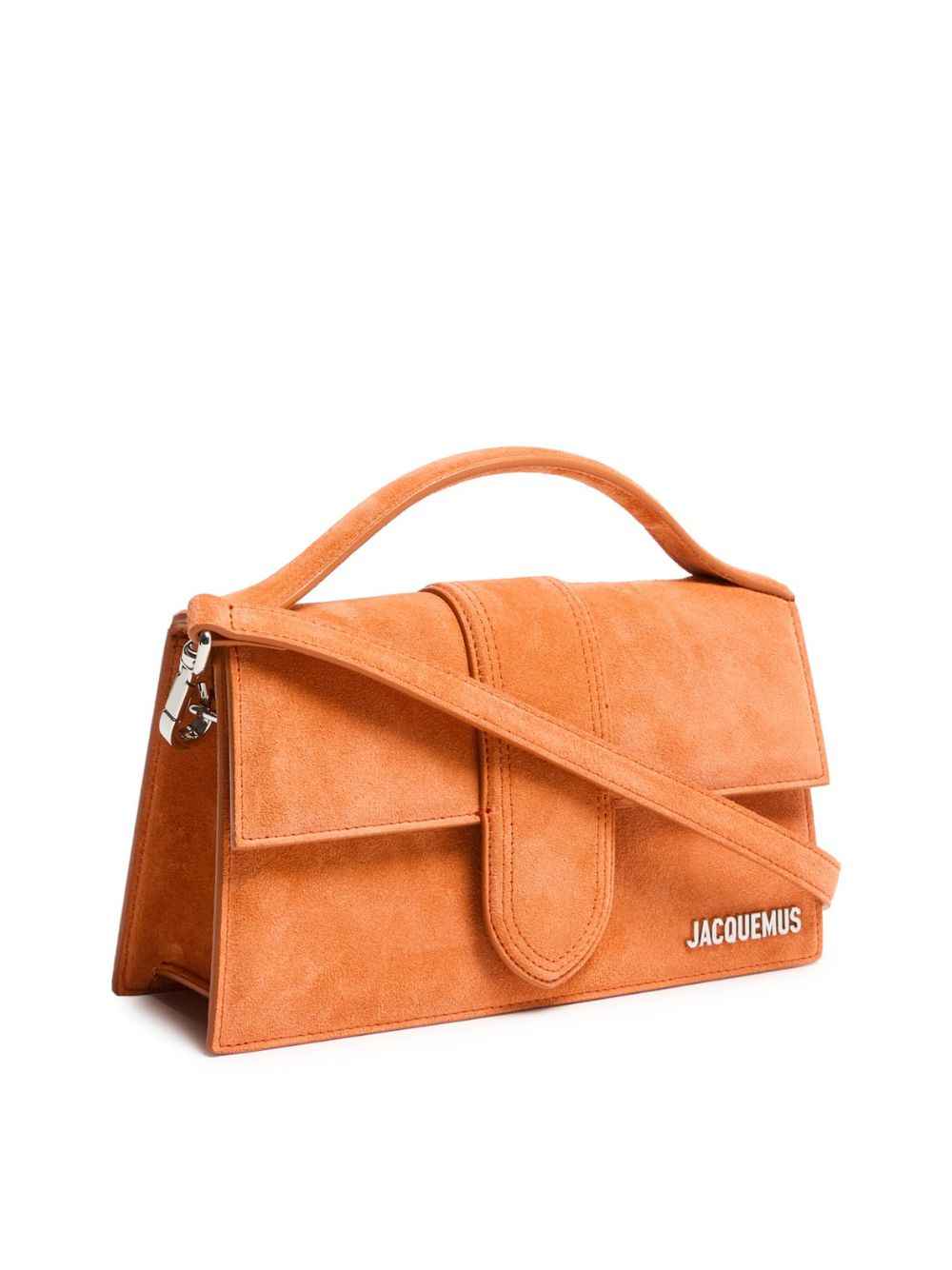 Jacquemus Le Grand Bambino suede terracotta crossbody bag front view