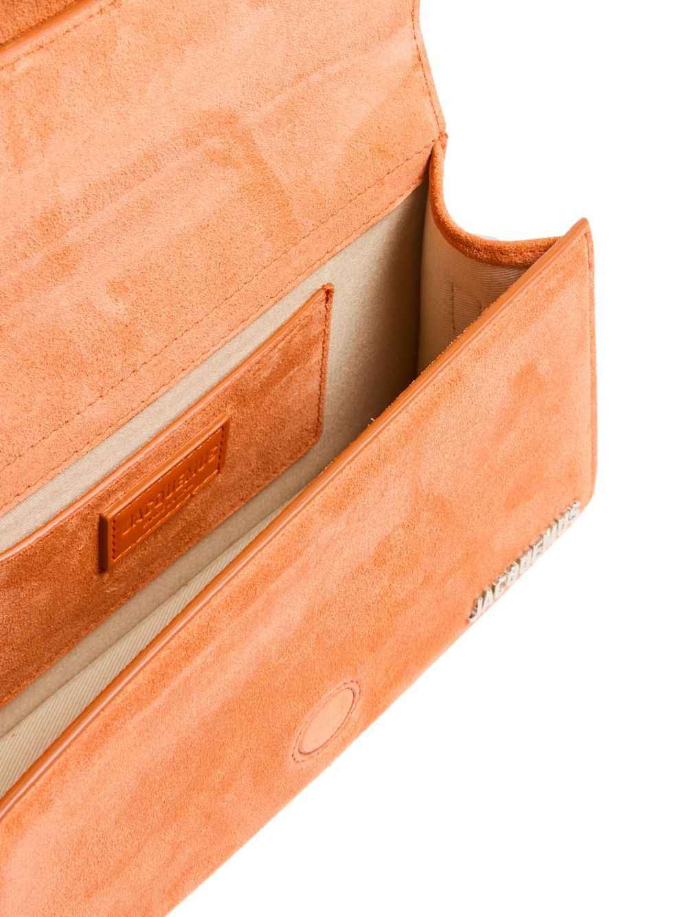 Jacquemus Le Grand Bambino Terracotta suede crossbody bag interior view