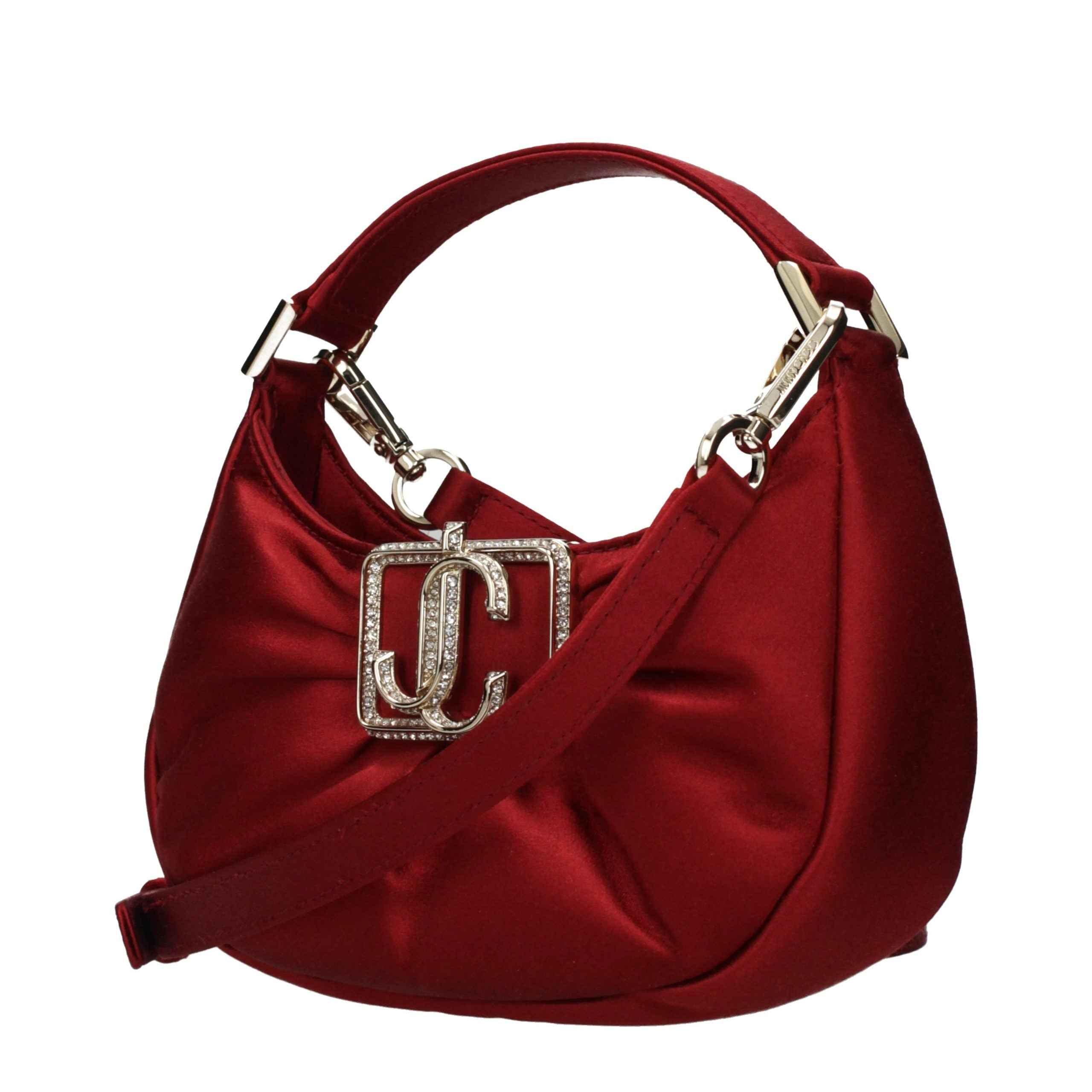 Jimmy Choo Edie Hobo Mini satin red bag, front view