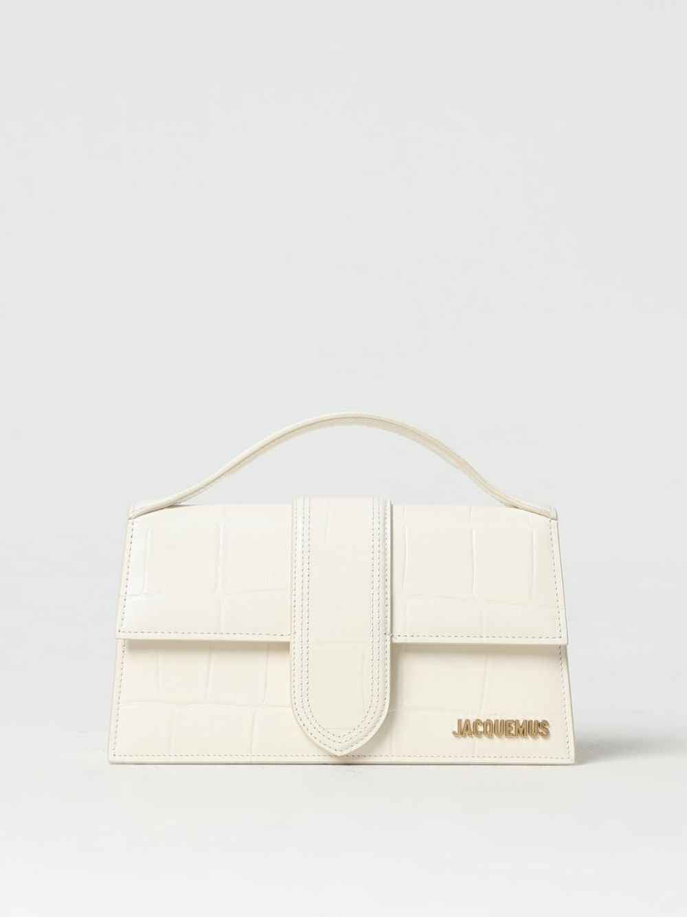 Jacquemus Cocco Le Grand Bambino ivory crocodile-embossed leather handbag, front view