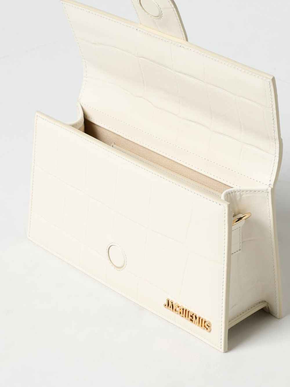 Jacquemus ivory croc-embossed leather Cocco Le Grand Bambino crossbody bag, interior view