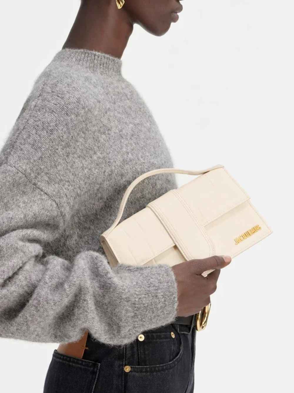 Jacquemus Cocco Le Grand Bambino crossbody bag, ivory leather, logo detail