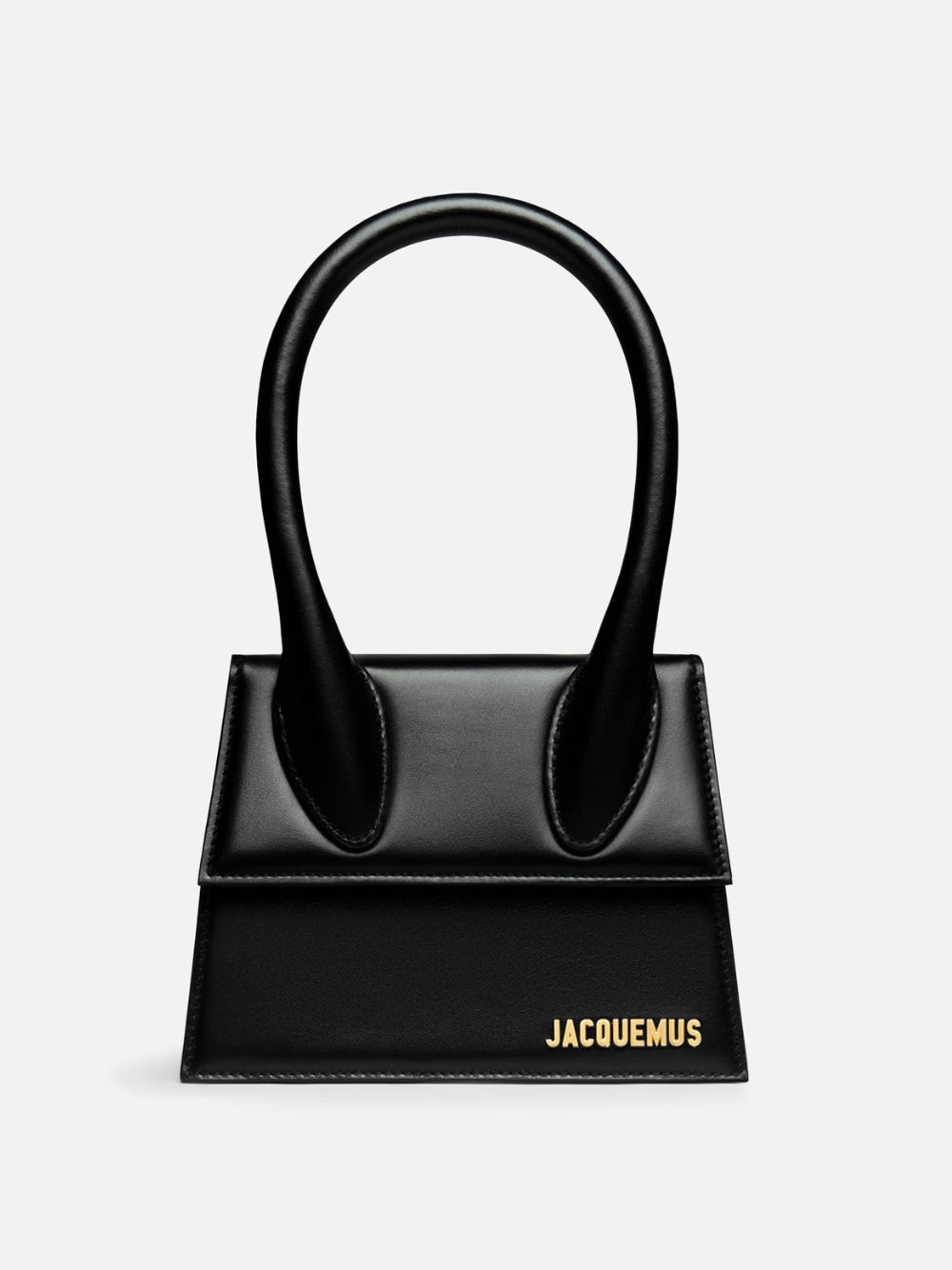Jacquemus Le Chiquito Moyen black leather shoulder bag, front view