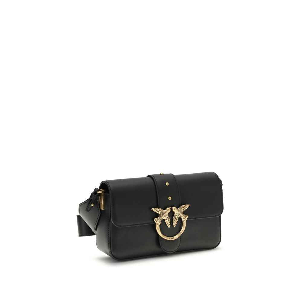 PINKO Mini Love shoulder bag, black calf leather, front view
