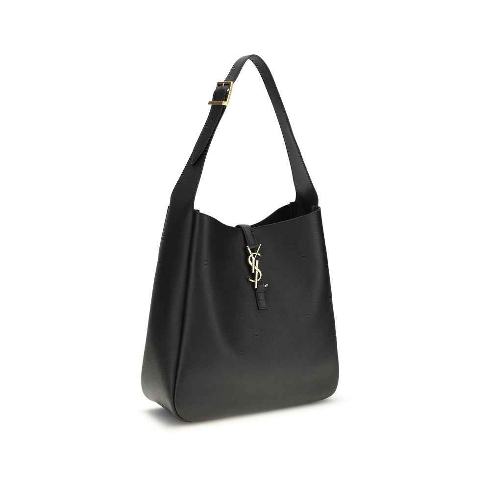 Saint Laurent Le 5 À 7 Large Shoulder Bag, black calf leather, front view