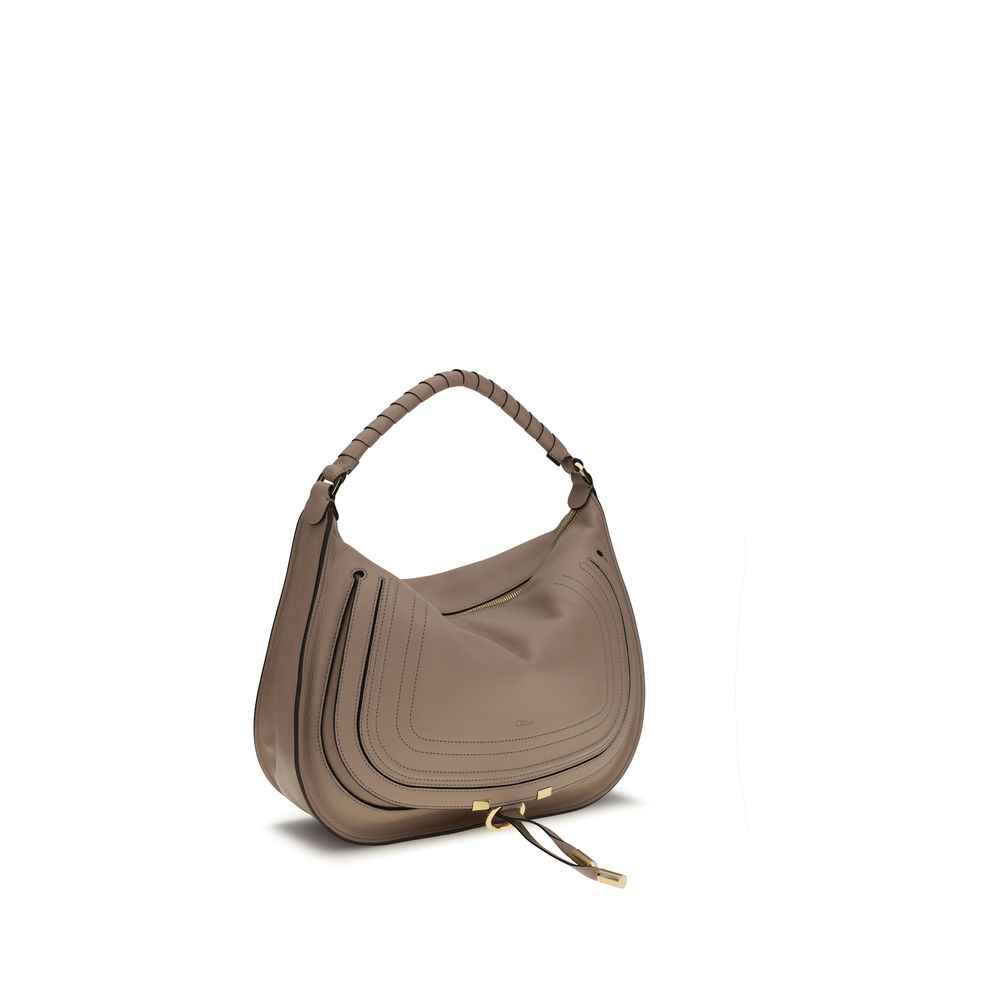 Chloé Marcie Shoulder Bag taupe leather, front view