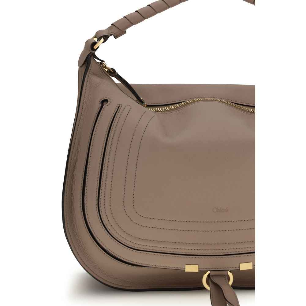 Chloé Marcie shoulder bag, taupe leather, front view