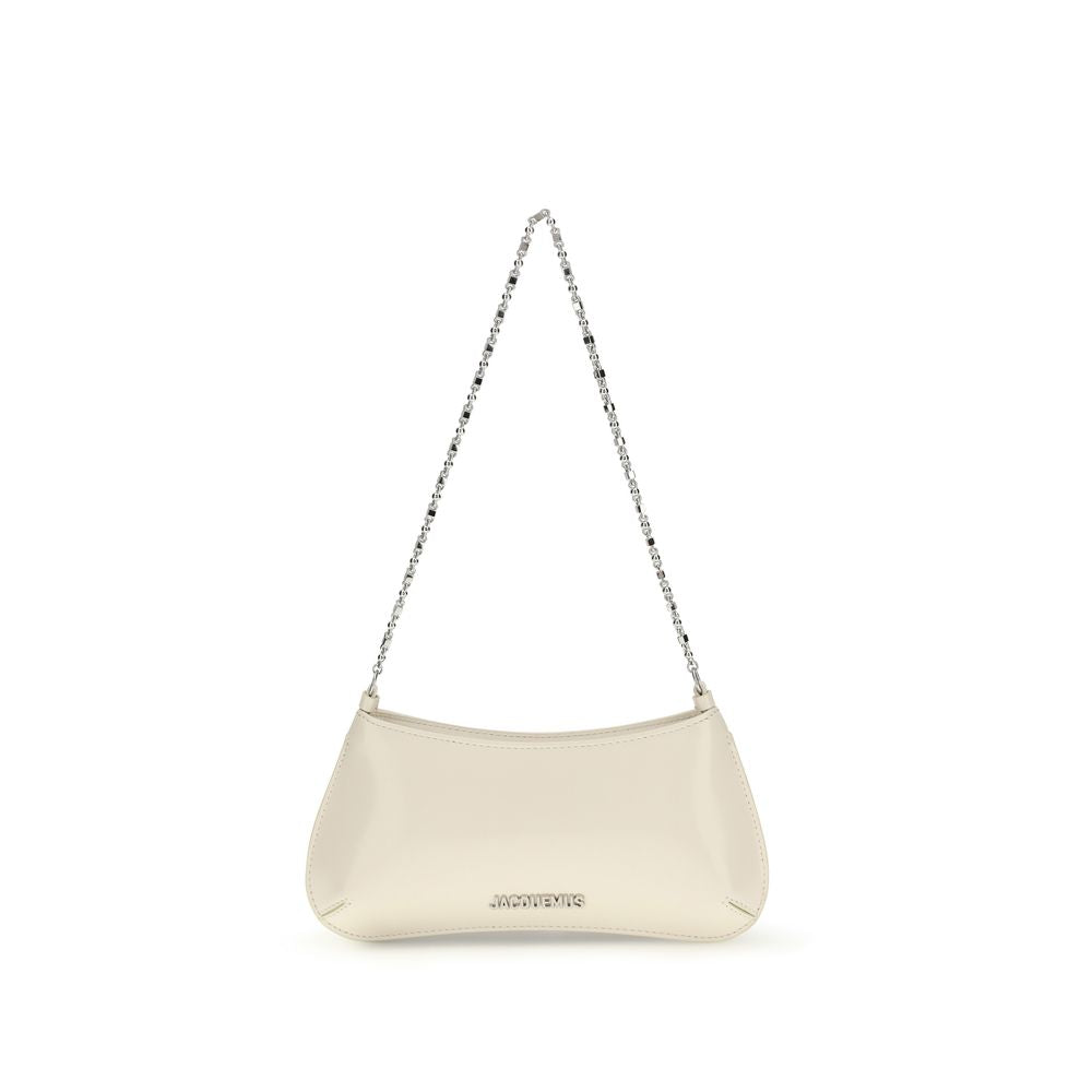 Jacquemus Le Bisou Chaîne shoulder bag, beige leather, chain strap, front view