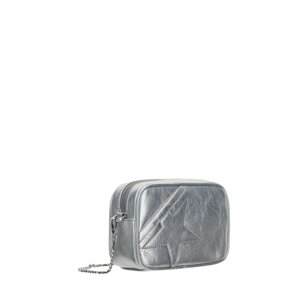 Golden Goose Calfskin Mini Star Bag silver, chain-strap crossbody, front view