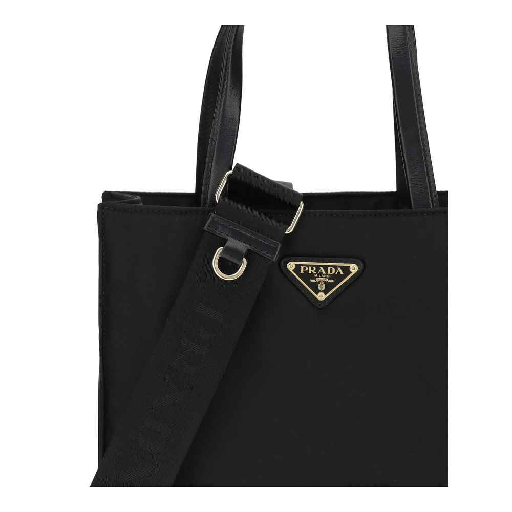 Prada Re-Nylon Nappa Leather Tote black with logo detail