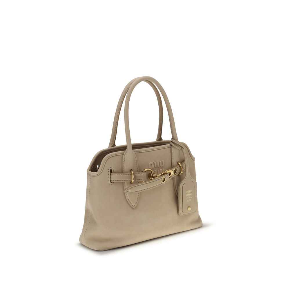 Miu Miu Aventure Nappa Leather Beige top-handle bag front view