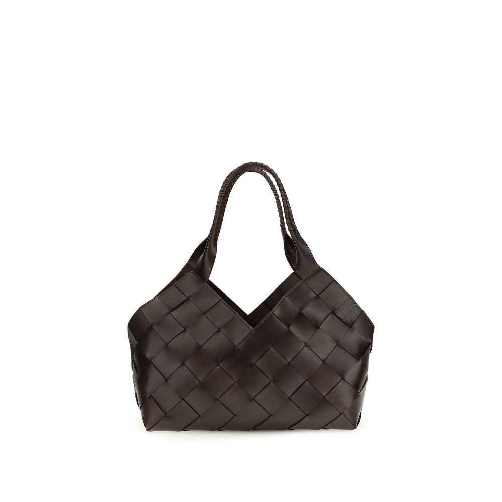 Dragon Diffusion Big B Tote; brown leather woven tote bag, front view