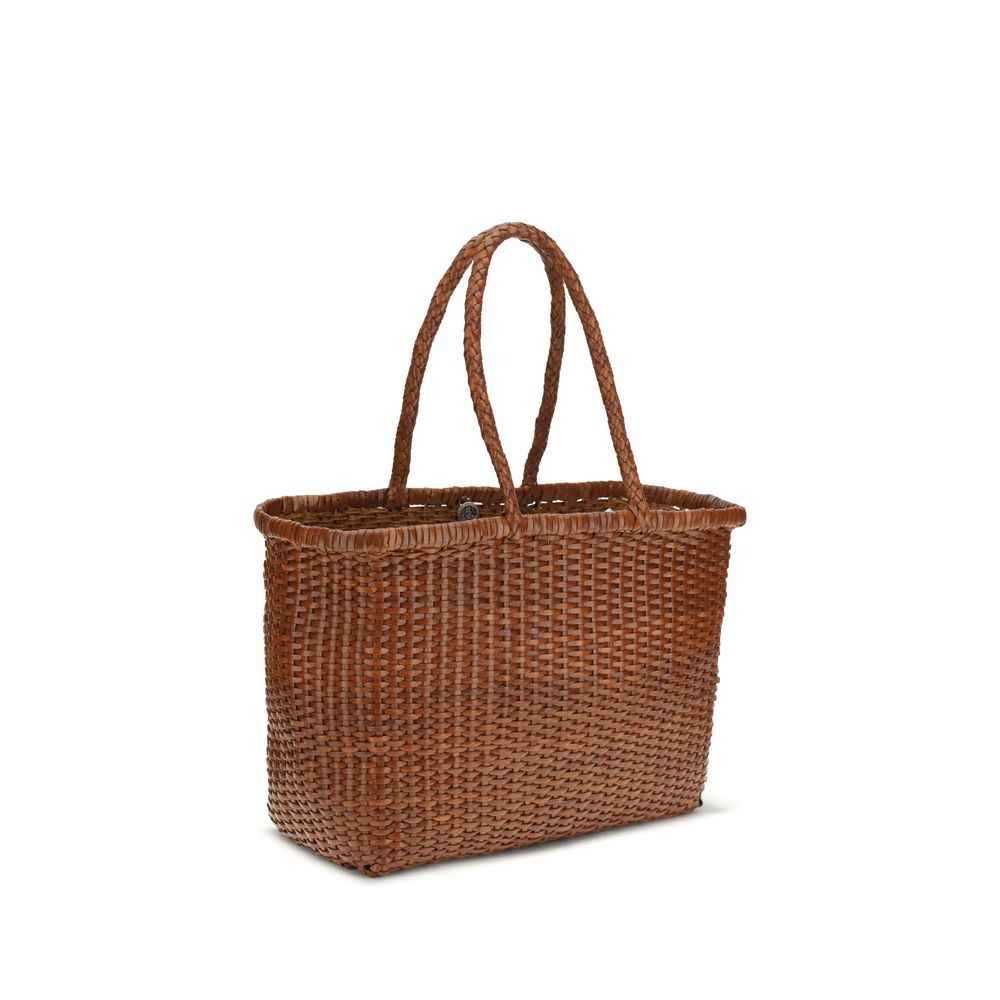 Dragon Diffusion Big Weave Tote Brown wicker tote bag front view