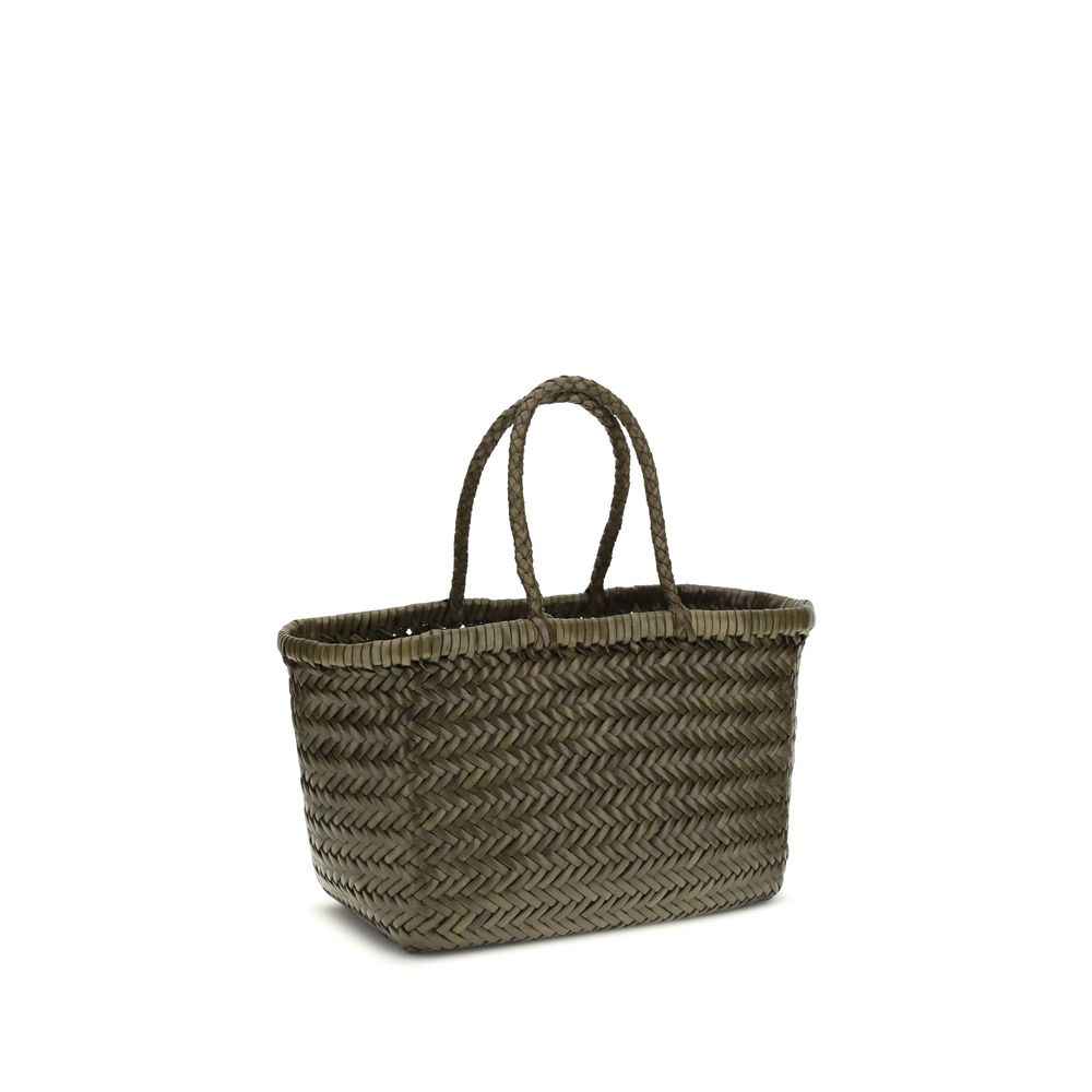 Dragon Diffusion Mini Flat Gora Tote Bag, dark brown woven straw, front view