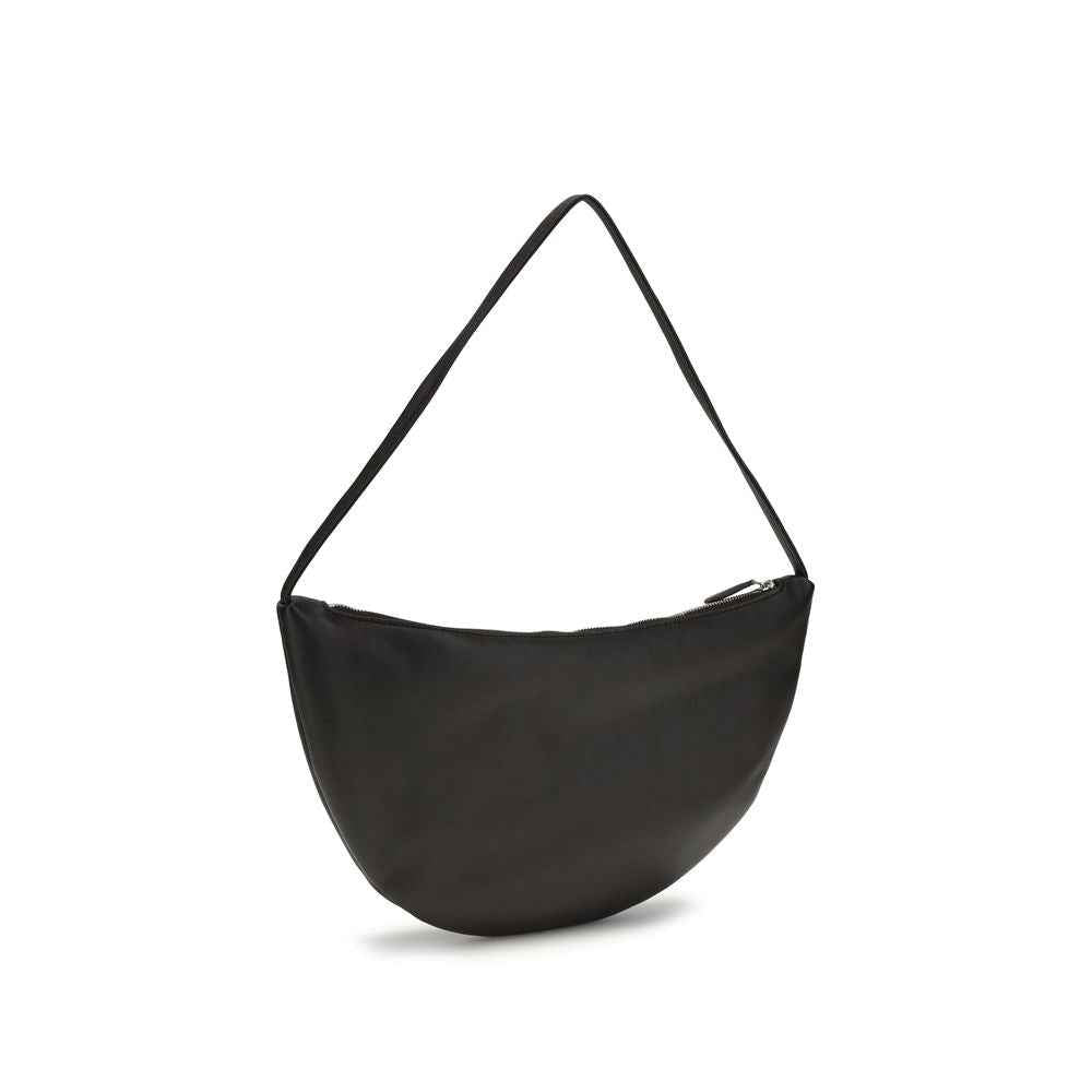 The Row Izzy Small Shoulder Bag leather black front view