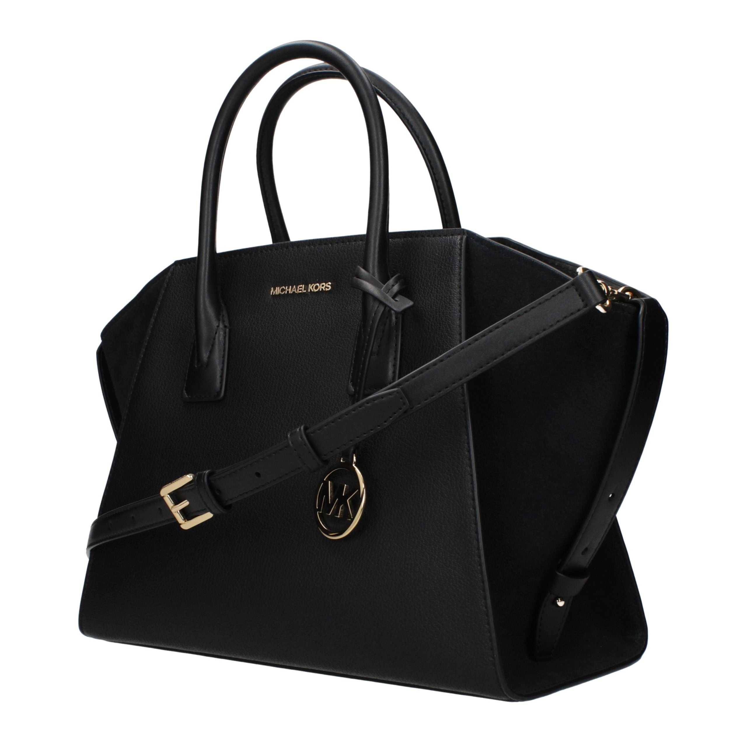 Michael Kors Avril Large Satchel, black leather, front view
