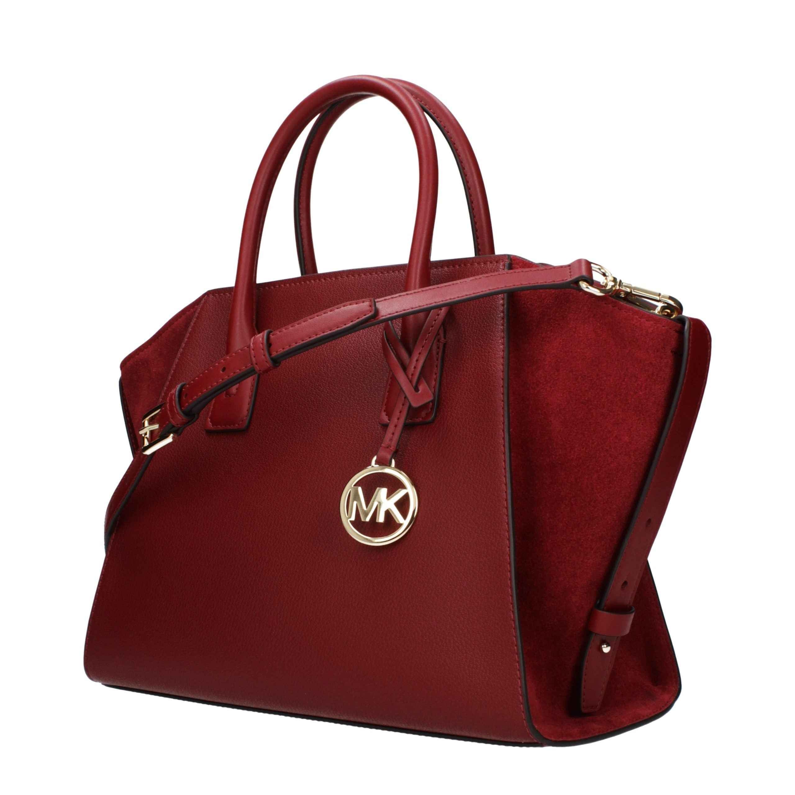 Michael Kors Avril Large Satchel Red Leather front view