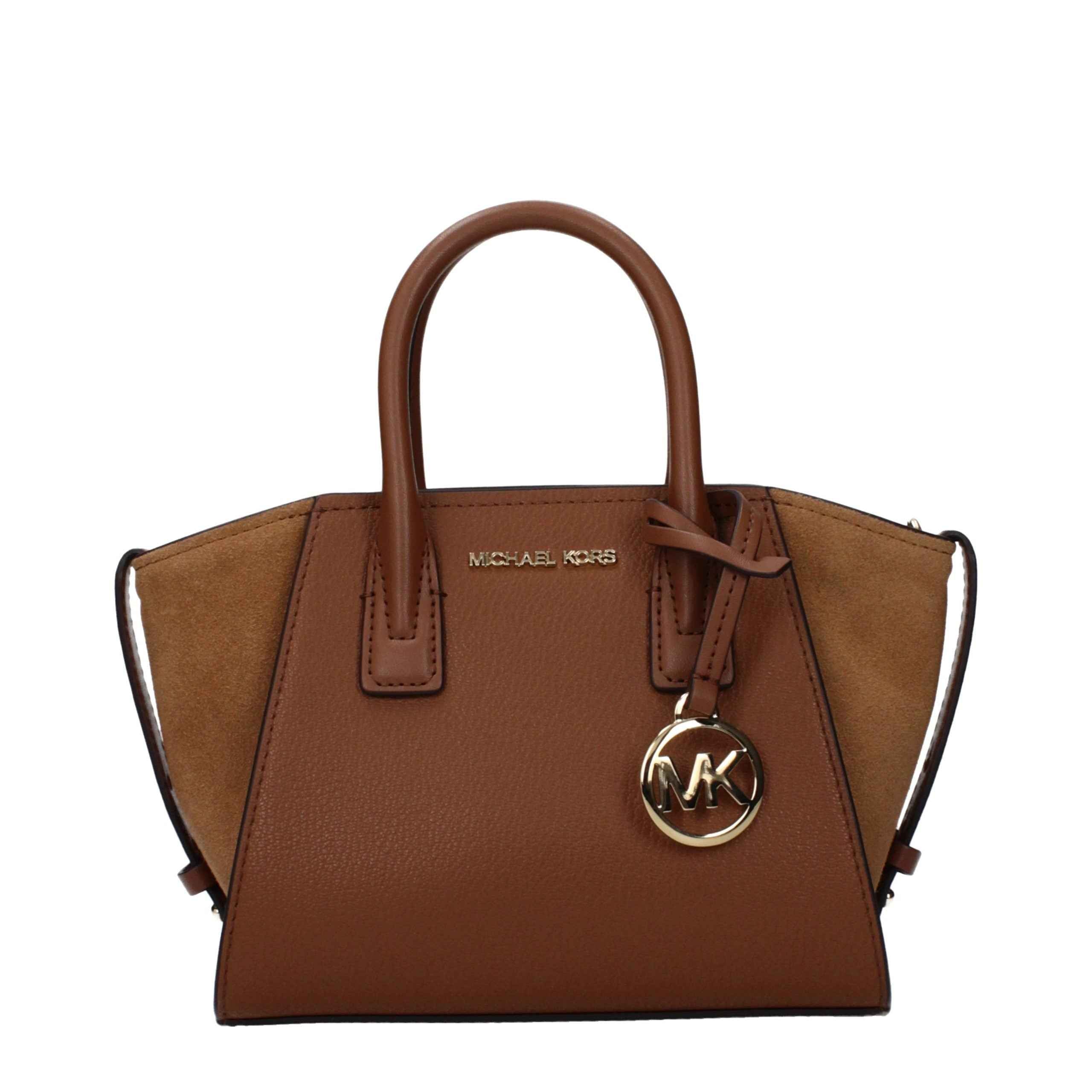 Michael Kors Avril Extra-Small Satchel in brown leather with tan suede, front view