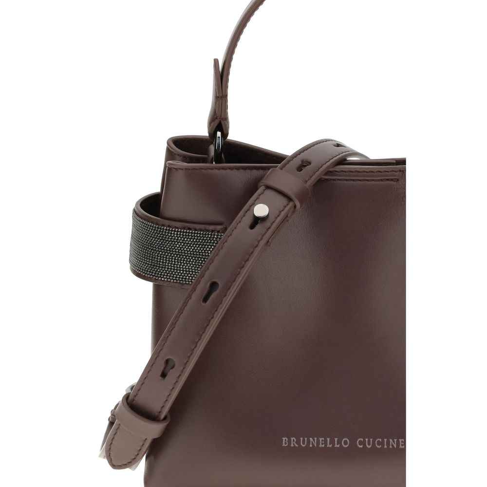 Brunello Cucinelli Bordeaux Leather Handbag shoulder bag side view