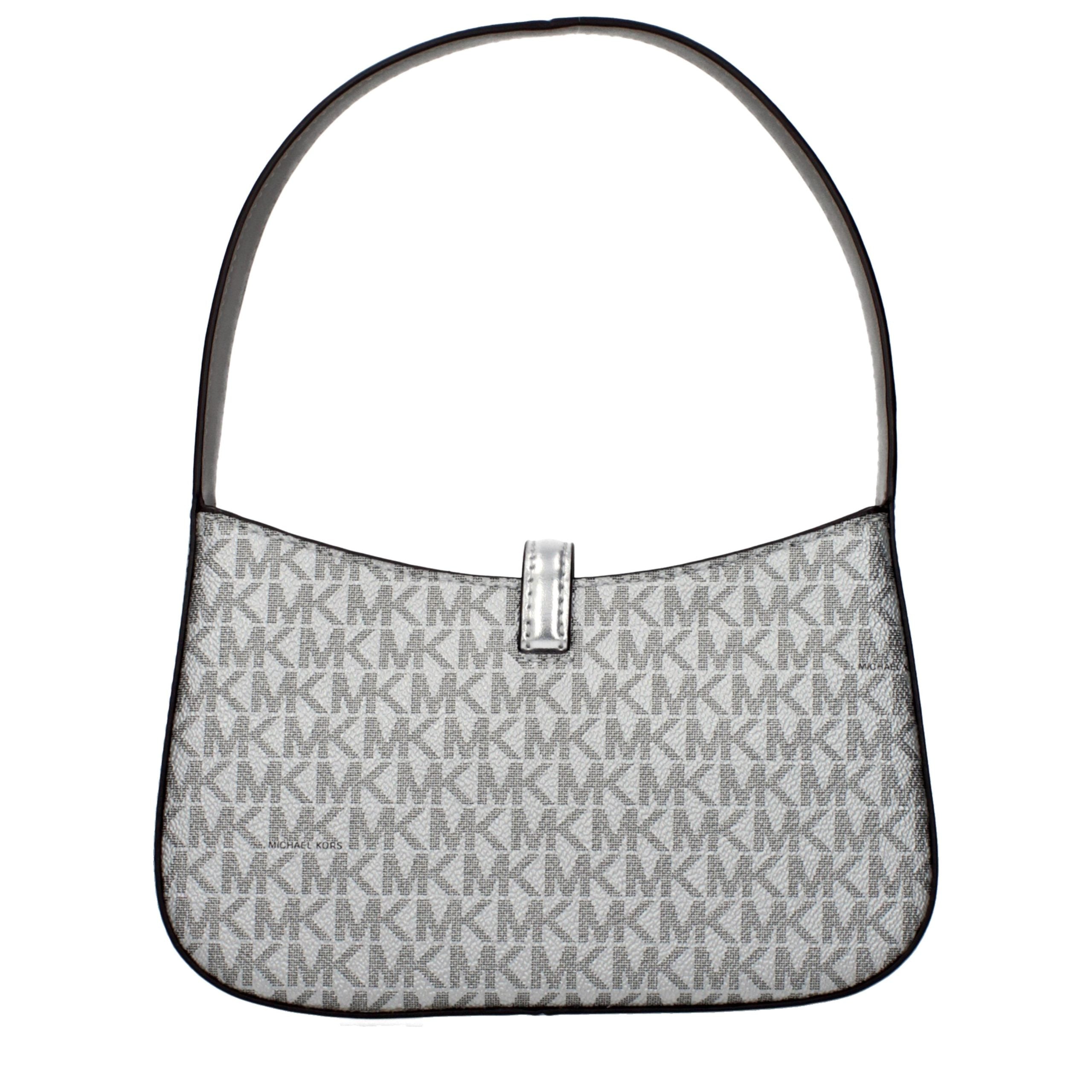 Michael Kors Lyra Small gray monogram coated canvas shoulder bag front view