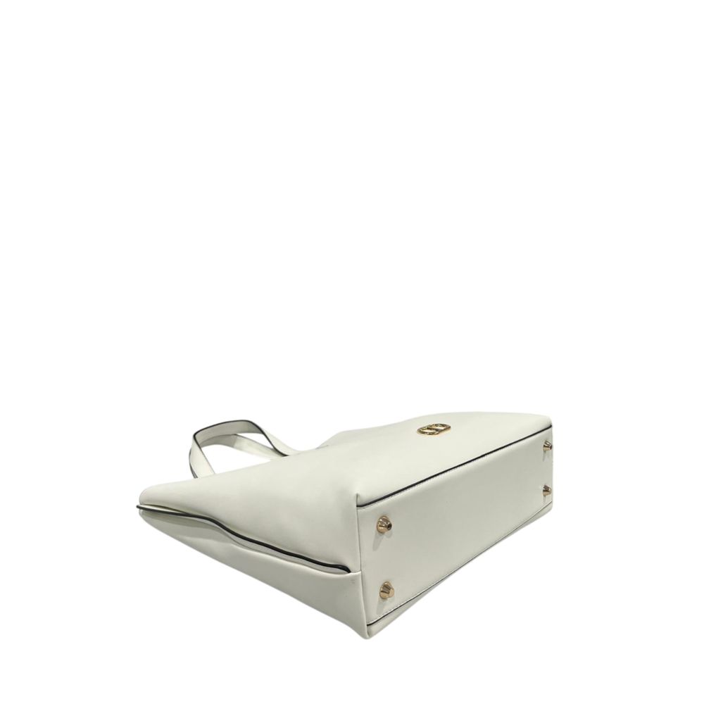 Twinset white PU handbag, gold hardware, side view