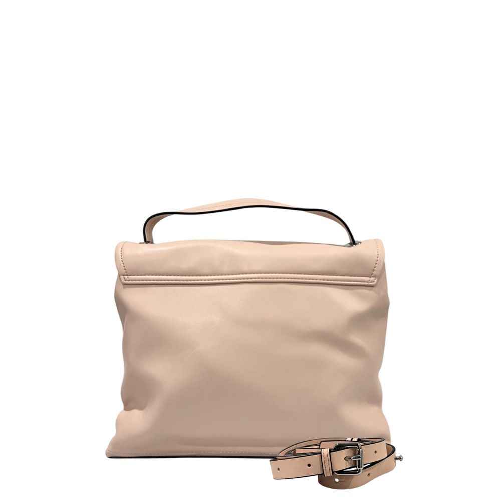 Twinset pink PU handbag with top-handle and detachable strap, front view