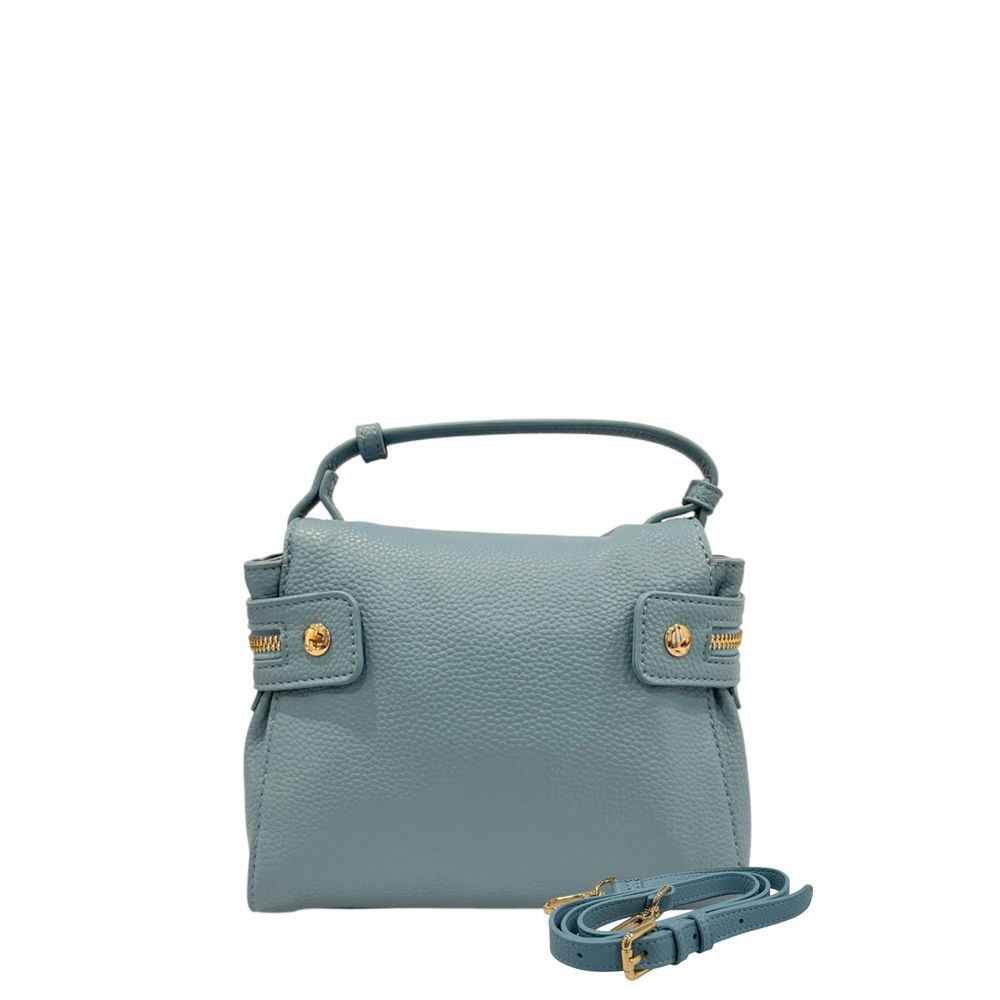 Twinset blue PU handbag, structured shoulder bag, front view