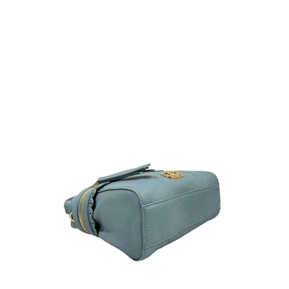 Twinset blue PU leather handbag, pebble texture, side view