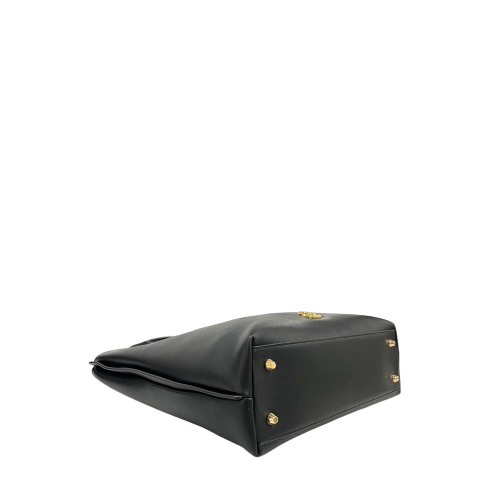 Twinset Black Shoulder Bag leather with gold-tone studs bottom view