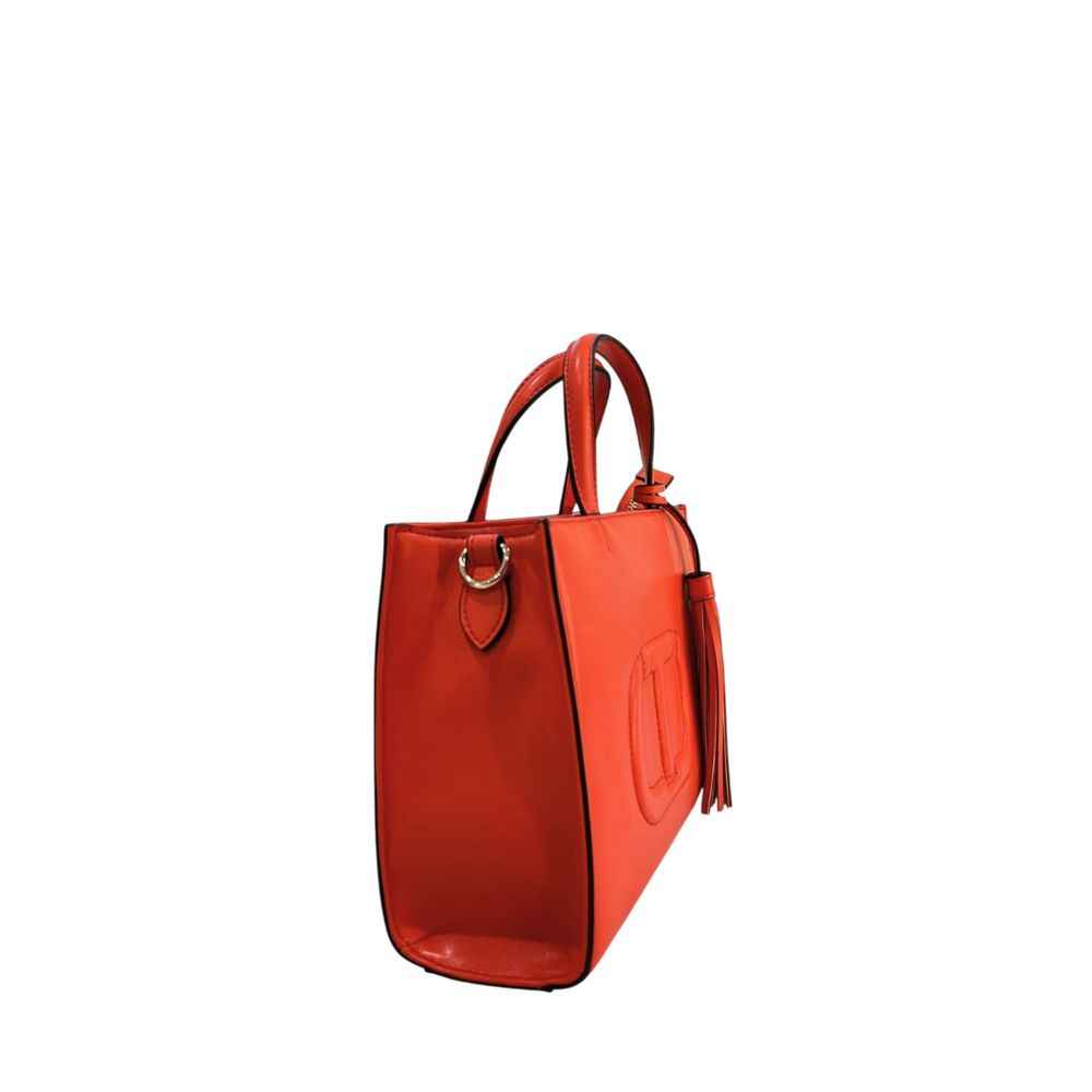 Twinset orange faux-leather tote bag, women's handbag, side view