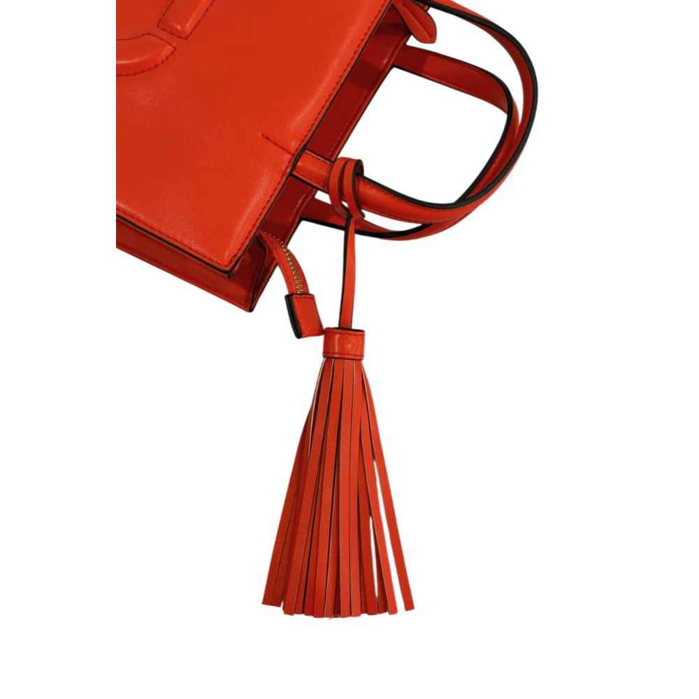 Twinset orange faux leather handbag with tassel, side view