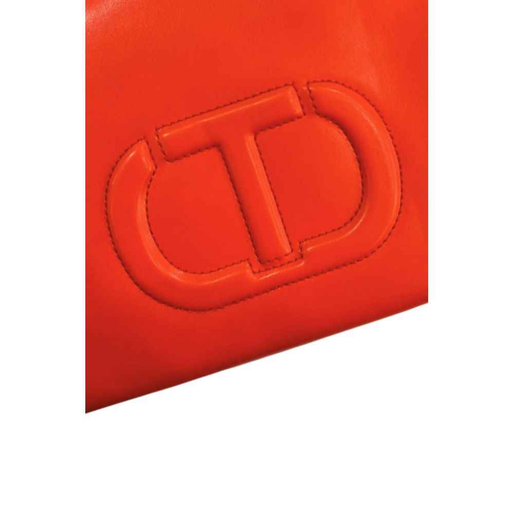 Twinset orange faux leather handbag with logo detail