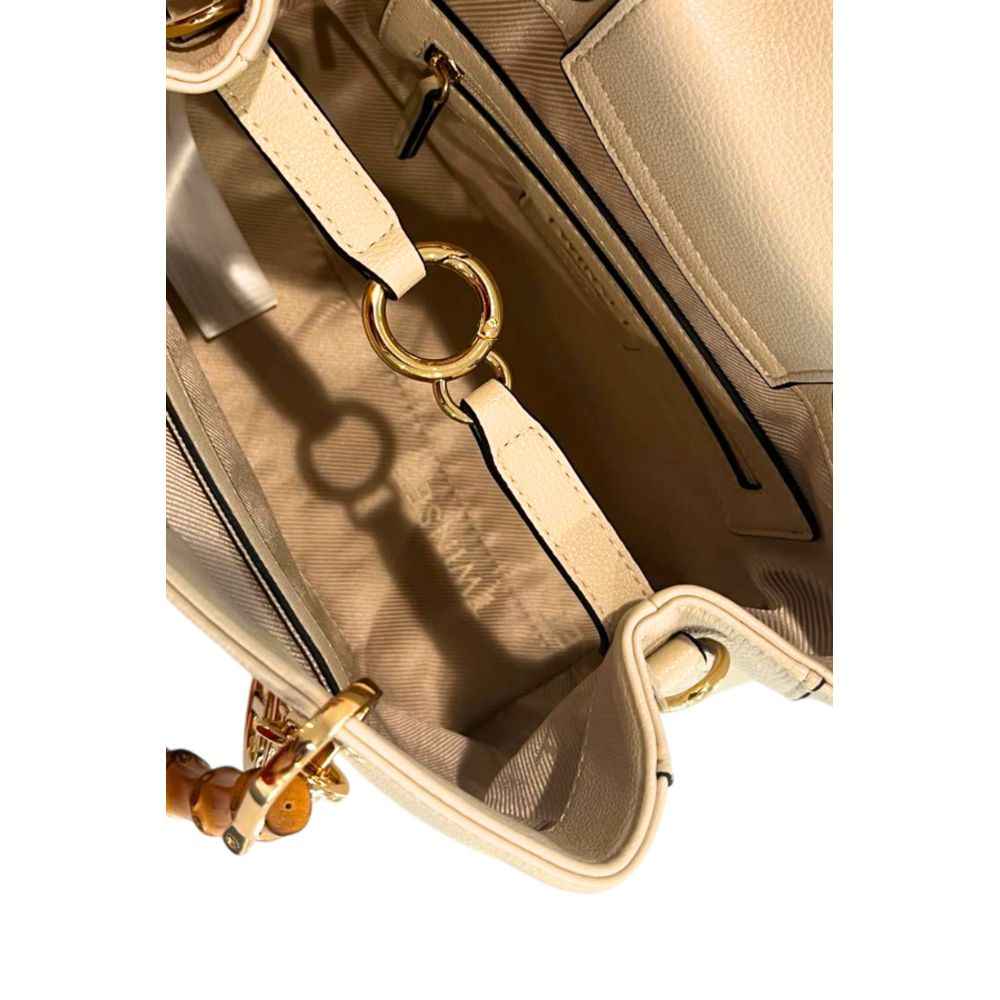 Twinset beige Fringe Handbag PU shoulder bag interior view