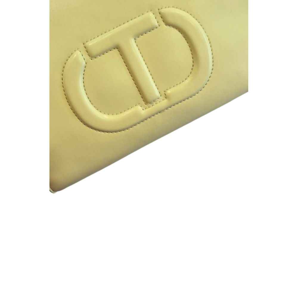 Twinset bicolor polyethylene shoulder bag in pale yellow, logo detail