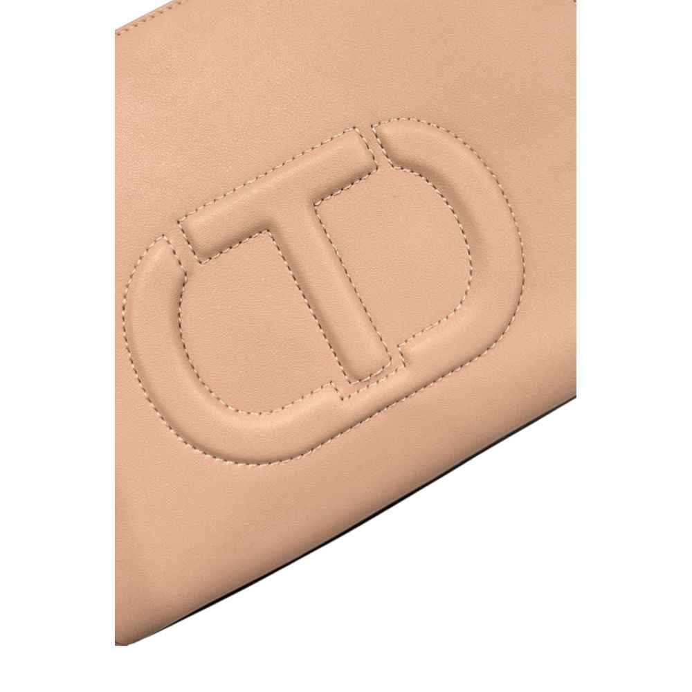 Twinset blush pink PU leather handbag with logo detail