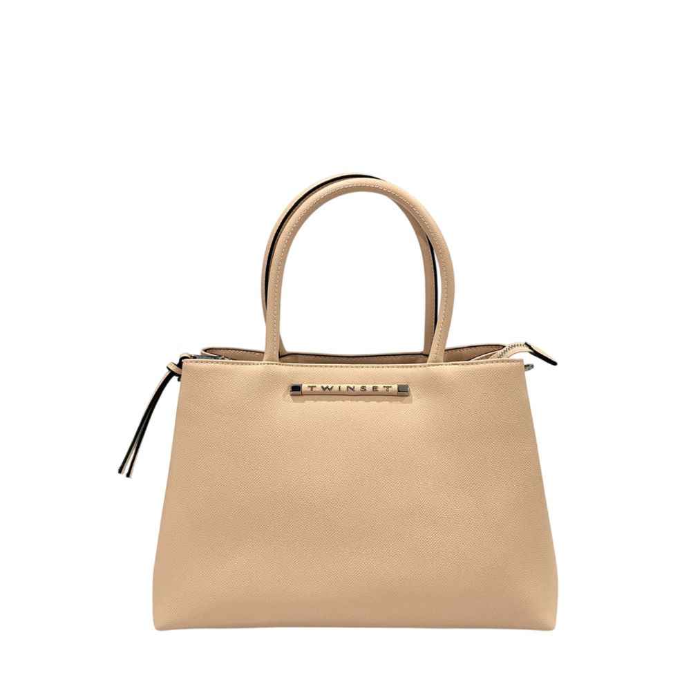 Twinset Multicolor polyethylene shoulder bag beige front view