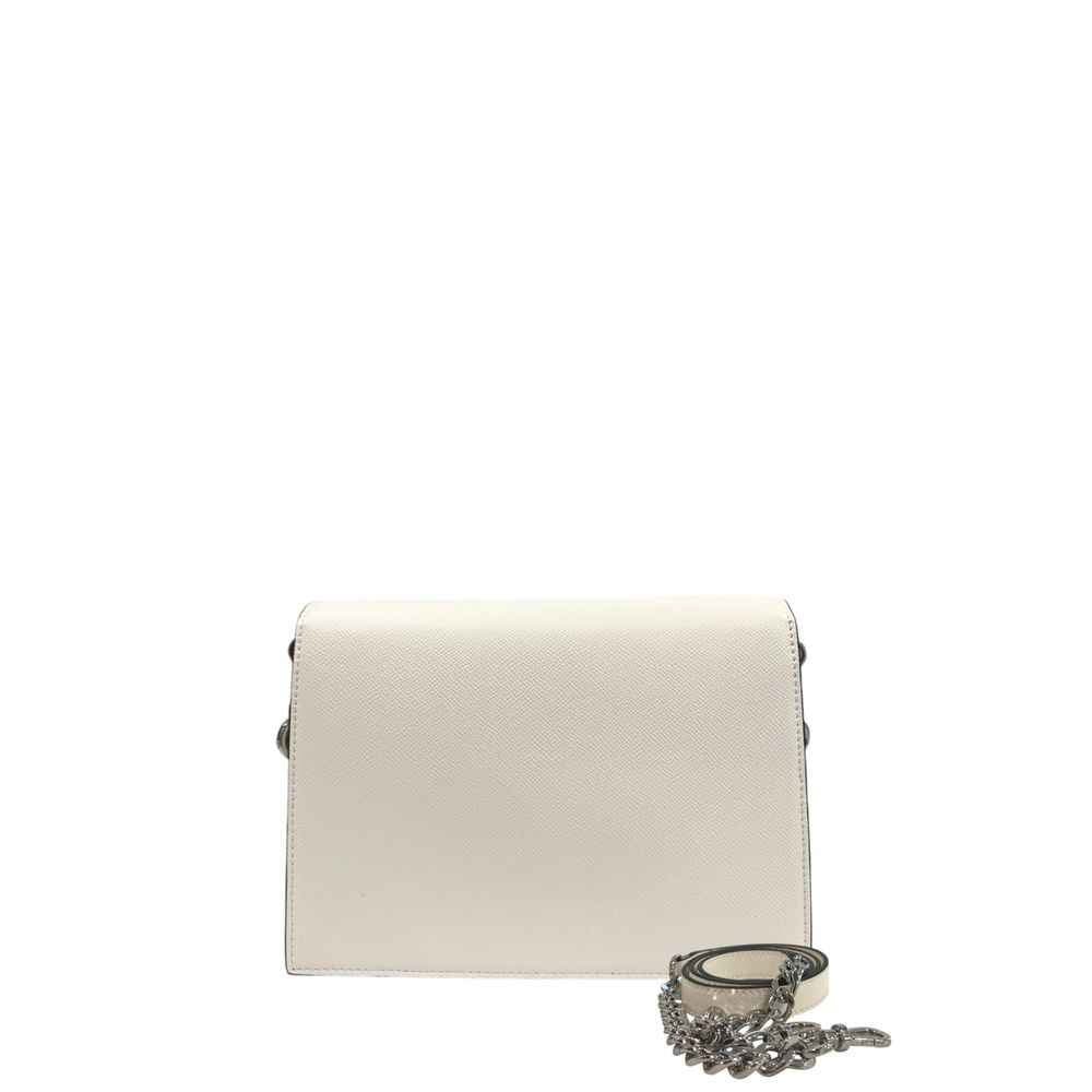 Twinset white polyethylene crossbody bag with metal chain strap, front view