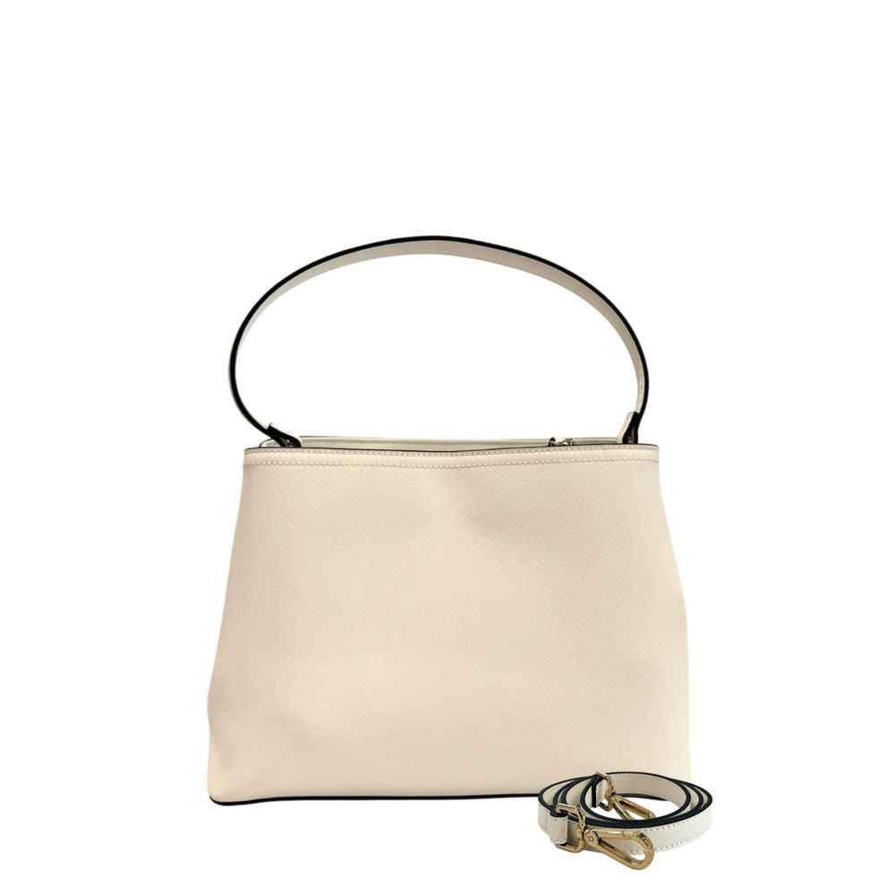Twinset Medium White Leather Shoulder Bag front view