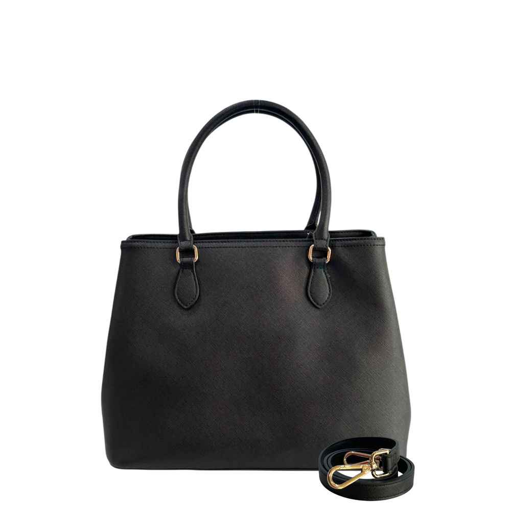 Twinset black polyurethane women's shoulder bag with detachable strap front view