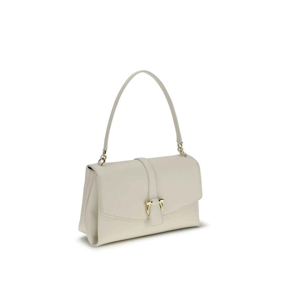 Ferragamo Lily Shoulder Bag, white calf leather, front view