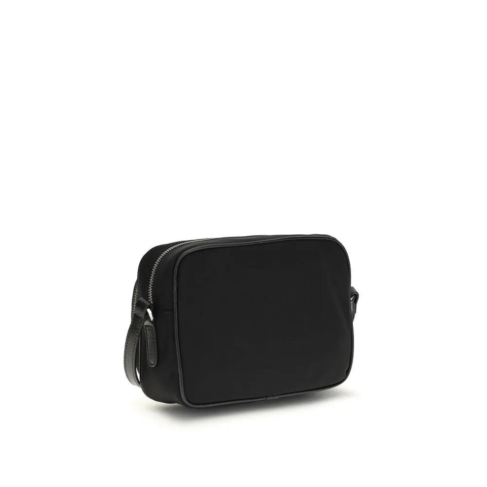 Stella McCartney black polyamide shoulder bag, compact rectangular design, front view
