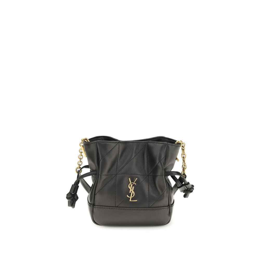 Saint Laurent Jamie Mini leather black shoulder bag with gold-tone YSL logo front view