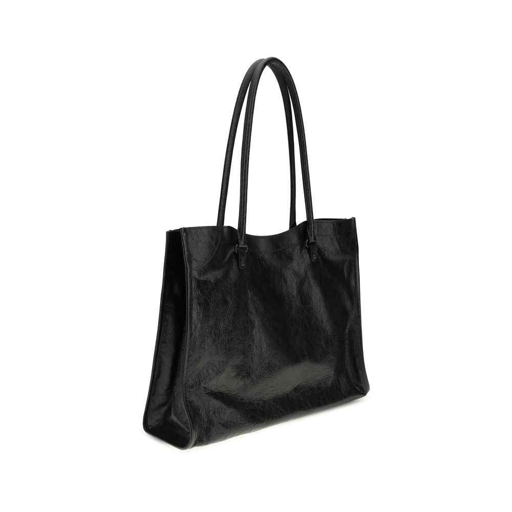 Balenciaga Le City Tote, black leather, tote bag, front view