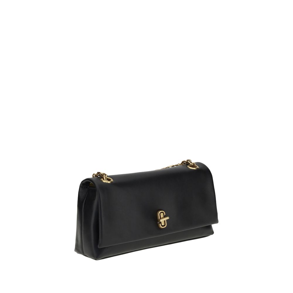 Marc Jacobs The Dual Leather Shoulder Bag, black leather with gold hardware, front view