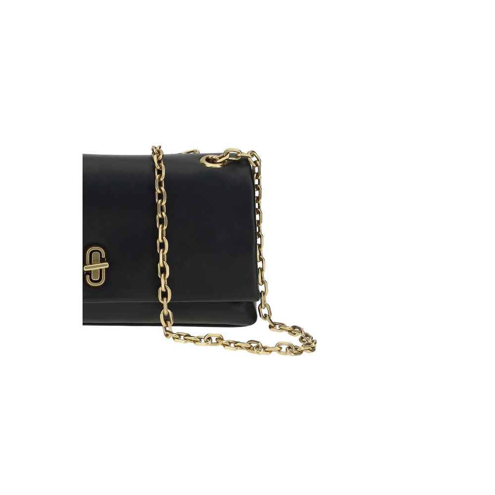 Marc Jacobs The Dual Leather Shoulder Bag, black calf leather, chain strap, front view