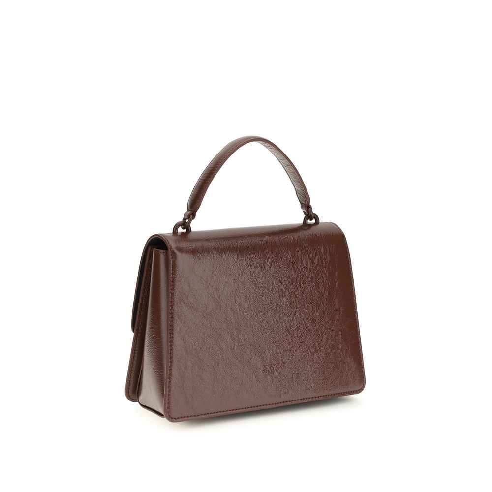 PINKO Love One Shoulder Bag, brown leather, three-quarter front view