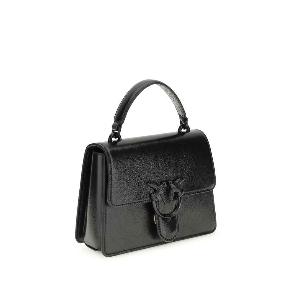 PINKO Love One top-handle mini bag, black leather, front view