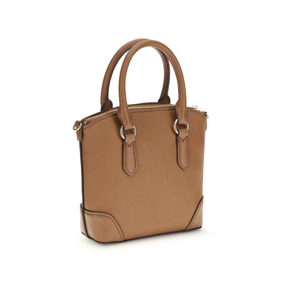 Michael Kors Murphy Handbag, tan pebbled leather shoulder bag, three-quarter front view